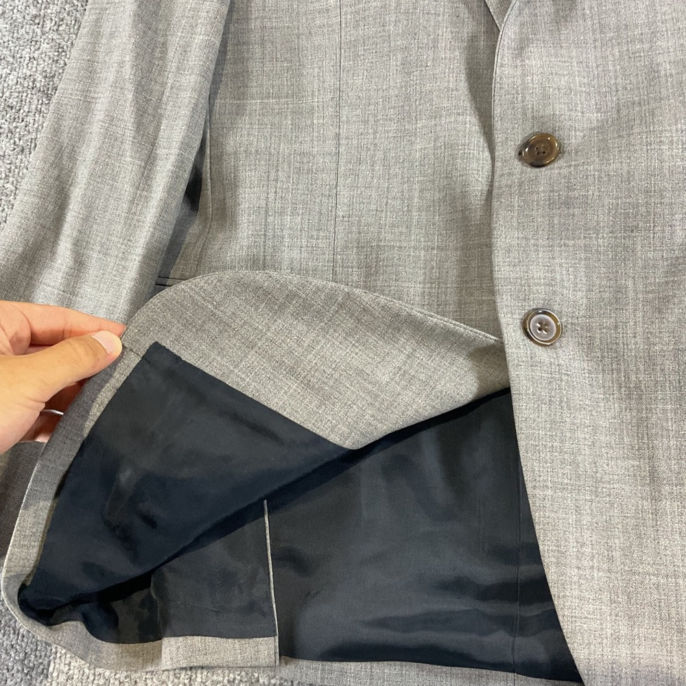 J.Crew Thompson Voyager Sport Coat Blazer 40R 100% Wool Gray Mens Suit Jacket - Picture 10 of 15